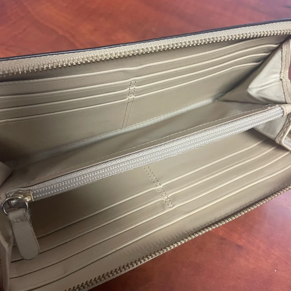Coach Beige/Tan Zip Wallet Wristlet